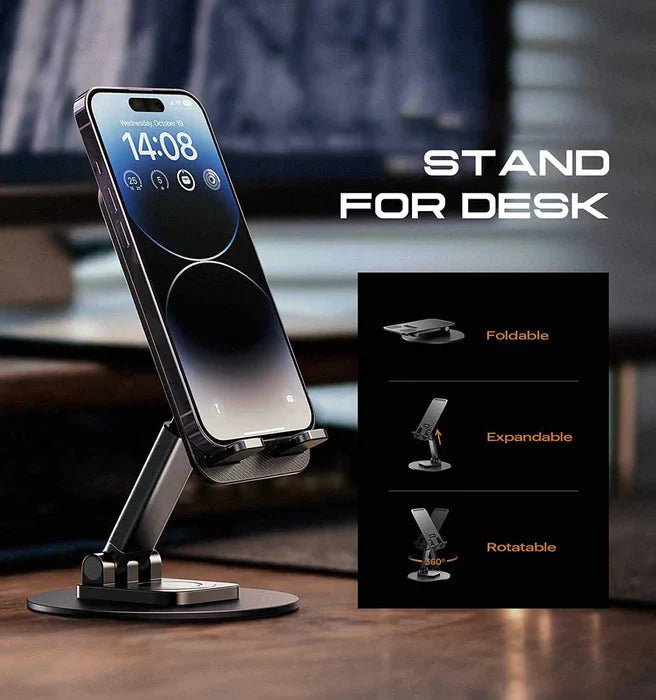 360° Rotating Base Multifunctional Aluminum Mobile and Tablet Stand | Pack of 1