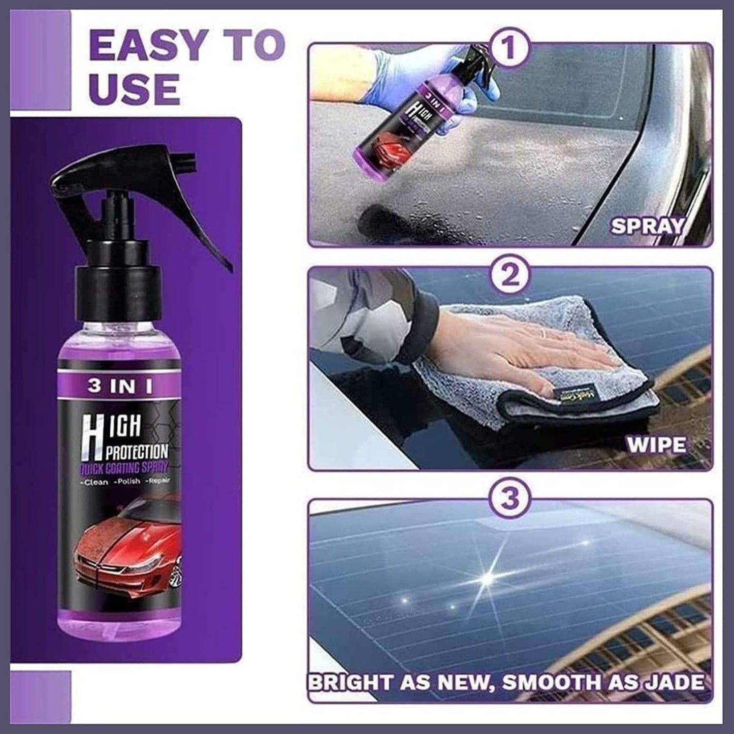 3 in 1 High Protection Car Ceramic Coating Spray | Pack of 1