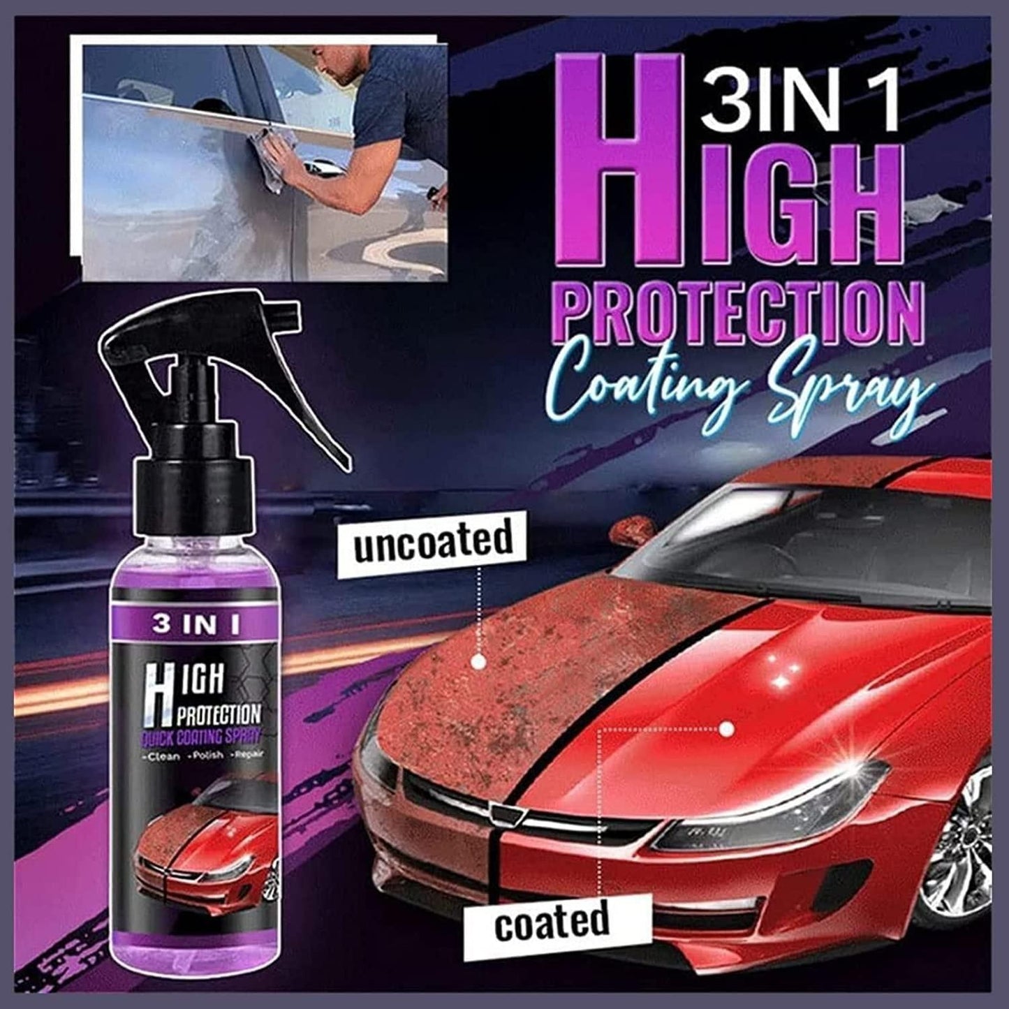 3 in 1 High Protection Car Ceramic Coating Spray | Pack of 1